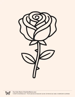 Bold and easy rose coloring page