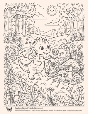 Cute Dragon Coloring Page
