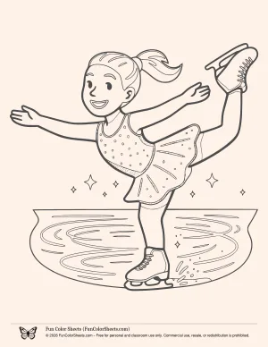 Cute Figure Skater Coloring Sheet