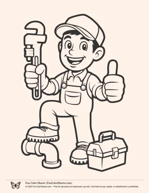 Cute Plumber Coloring Page