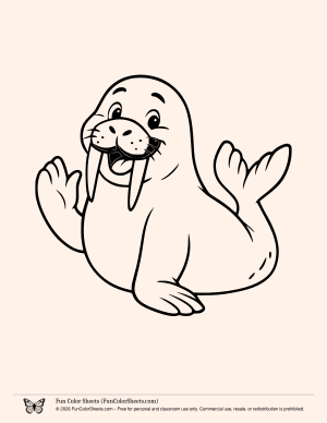 cute walrus coloring page