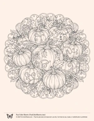 decorative pumpkin adult coloring page