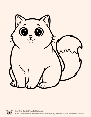 easy cat coloring page