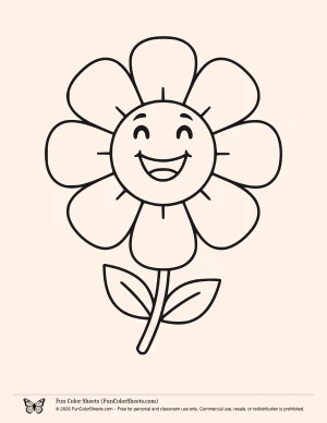 Easy daisy flower coloring page for kids