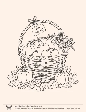 Easy Fall Harvest Coloring Page