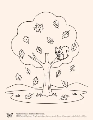 Easy Fall Tree Coloring Page
