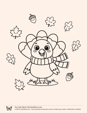 easy turkey coloring page for children