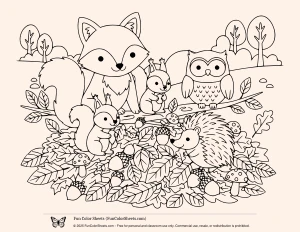 fall animals coloring page