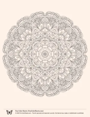 floral mandala free coloring sheet