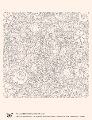 flower collage coloring page