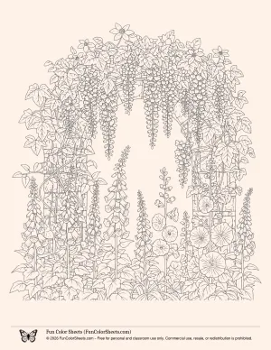 flower coloring page for adults