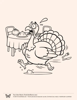 funny cartoon turkey coloring page