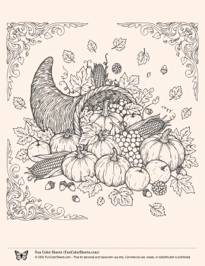 harvest basket adult fall coloring page