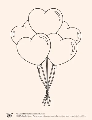Heat Shaped Balloons Coloring Sheet