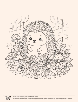 hedgehog fall coloring page