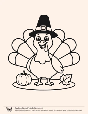 Pilgrim turkey coloring page
