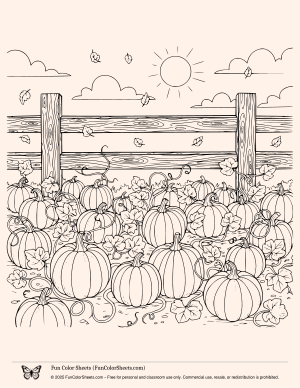 pumpkin patch fall coloring pages
