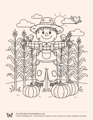 scarecrow fall coloring page