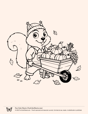 squirrel fall coloring page