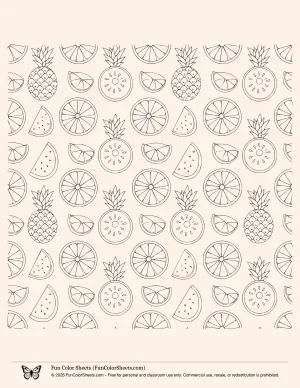 Summer Fruit Pattern Color Sheet