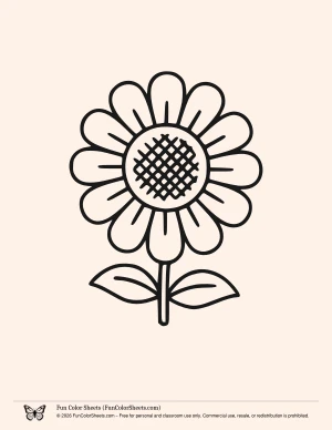 sunflower easy coloring page for kids