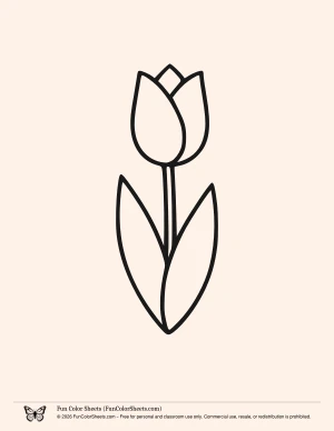tulip easy flower coloring page for children
