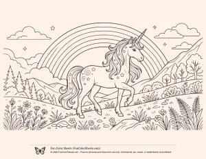 Amazing Unicorn Rainbow Coloring Sheet