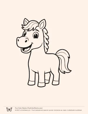 bold and easy horse coloring page for young kids