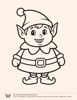 cute elf coloring page