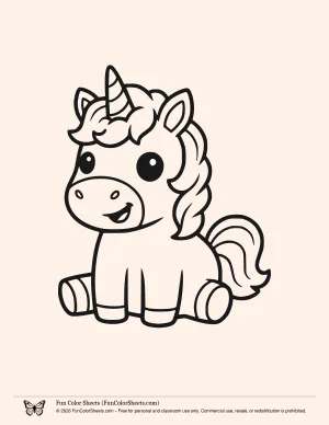 cute unicorn coloring page