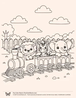 cute zoo animals coloring page