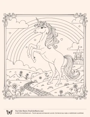Detailed Unicorn Coloring Page for Kids