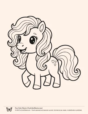 bold and easy cute pony coloring page