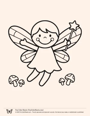 easy fairy coloring pages for kids