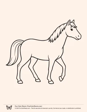 easy horse outline coloring page to download
