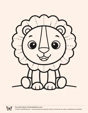 Easy Lion Zoo Animal Coloring Page