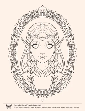 elf mirror coloring page