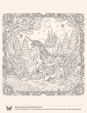 Fantasy Unicorn Coloring Sheet