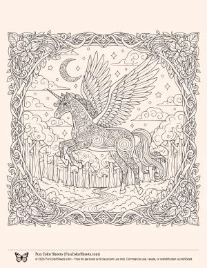 Flying Unicorn Coloring Sheet