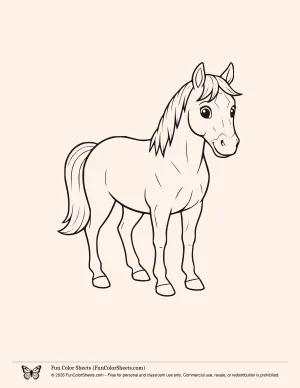 kids easy horse coloring page