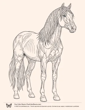 realistic horse coloring sheet