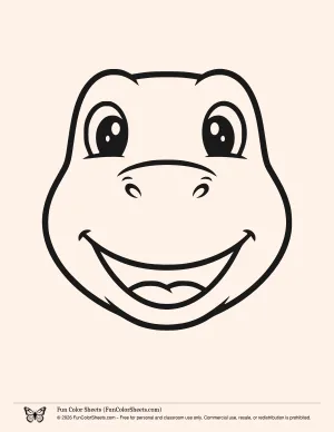 bold and easy smiling face dinosaur coloring pages