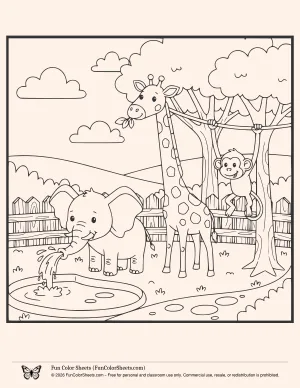 zoo animals picture coloring page