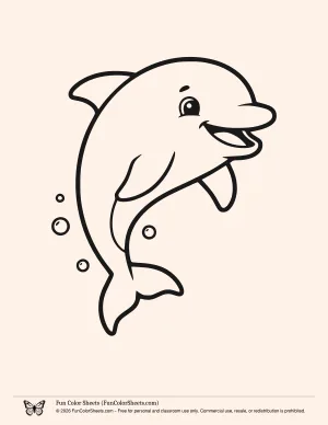 Bold and easy dolphin coloring page for toddlers and young kids
