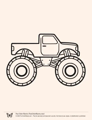 Bold and Easy Monster Truck Coloring Sheet