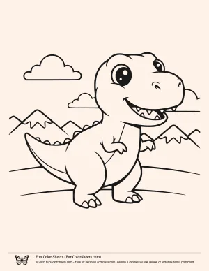 Bold Easy T.Rex Dinosaur Coloring Sheet