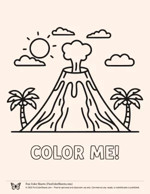Bold and Easy Volcano Coloring Page
