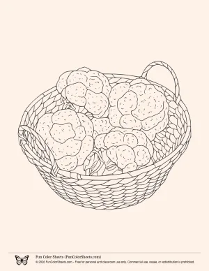 Broccoli in a Basket Coloring Page