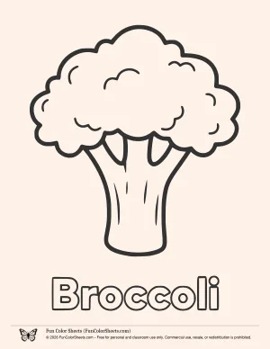 Broccoli Vegetable Coloring Page
