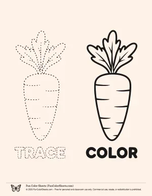 Carrot Trace and Color Activity Page